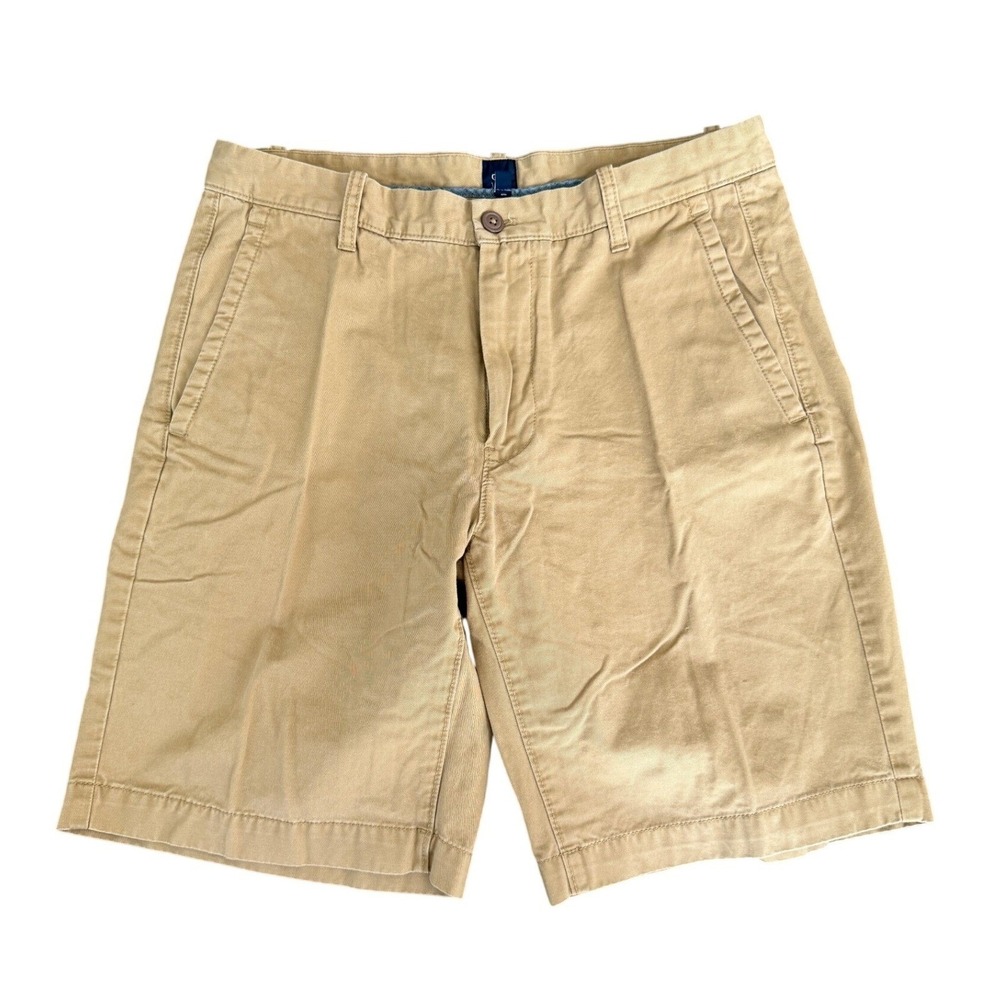 Gap Men Khaki Flat Front Chino Shorts Size 33 Casual Classic Summer Preppy